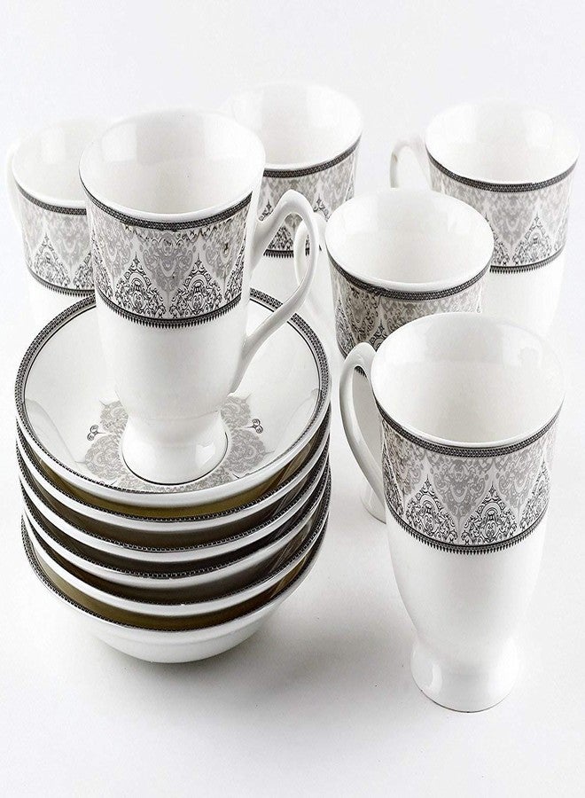 Saaikee طقم فناجين شاي من الخزف الصيني الفاخر من سايكي، 6 قطع، طقم فاخر من فناجين الشاي والقهوة مع صحون | طقم فناجين شاي | طقم فناجين شاي فاخر من 6 فناجين للمنزل والمكتب والهدايا (160 مل) - Image 4